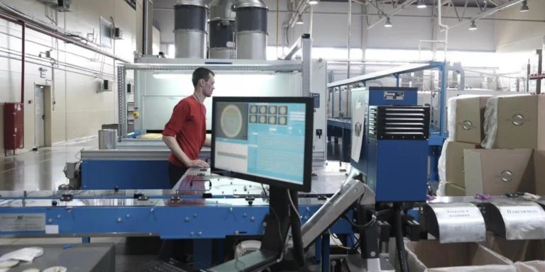 fabrica con logo ingetapas con hombre